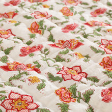 Load image into Gallery viewer, Handmade Red/White Block printed Cotton Quilt