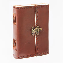 Load image into Gallery viewer, Medium Stitched Leather Journal with Lock