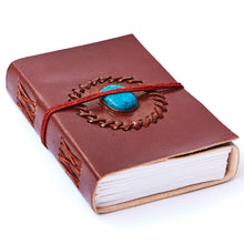Load image into Gallery viewer, Medium Turquoise Stone Leather Journal