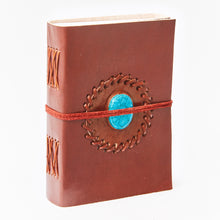 Load image into Gallery viewer, Medium Turquoise Stone Leather Journal