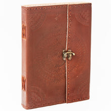 Load image into Gallery viewer, XL Printed & Stitched Leather Journal w/ Lock