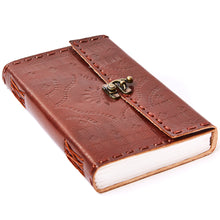 Load image into Gallery viewer, Large Tall Printed & Stitched Leather Journal w/ Lock