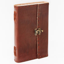 Load image into Gallery viewer, Large Tall Printed & Stitched Leather Journal w/ Lock