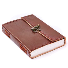 Load image into Gallery viewer, Large Stitched Leather Journal with Lock
