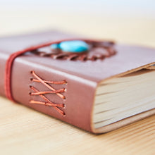 Load image into Gallery viewer, Medium Turquoise Stone Leather Journal