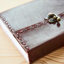 Load image into Gallery viewer, Large Stitched Leather Journal with Lock