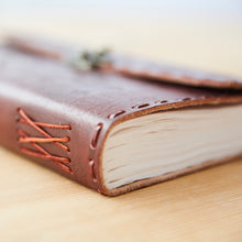 Load image into Gallery viewer, Large Tall Printed & Stitched Leather Journal w/ Lock
