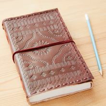 Load image into Gallery viewer, Large Tall Printed & Stitched Leather Journal