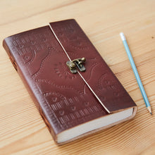 Load image into Gallery viewer, Large Tall Printed Leather Journal w/ Lock