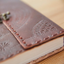 Load image into Gallery viewer, XL Printed & Stitched Leather Journal w/ Lock