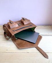 Load image into Gallery viewer, Leather Laptop Satchel Bag