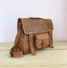 Load image into Gallery viewer, Leather Laptop Satchel 15"