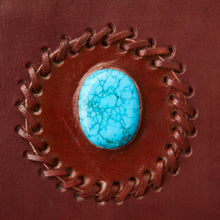 Load image into Gallery viewer, Medium Turquoise Stone Leather Journal