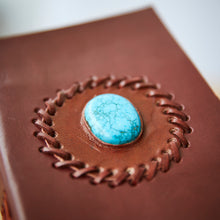 Load image into Gallery viewer, Medium Turquoise Stone Leather Journal