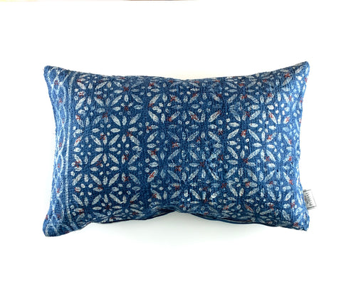 Vintage Indigo Kantha Cushion Cover , Pillow Case, 40 cm x 60 cm