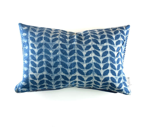 Vintage Indigo Kantha Cushion Cover , Pillow Case, 40 cm x 60 cm