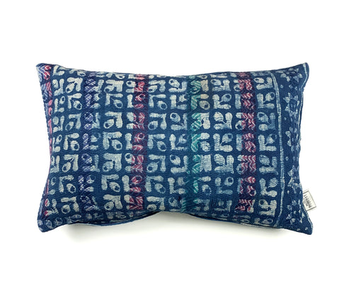 Vintage Indigo Kantha Cushion Cover , Pillow Case, 40 cm x 60 cm