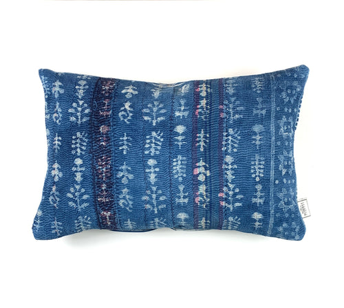 Vintage Indigo Kantha Cushion Cover , Pillow Case, 40 cm x 60 cm