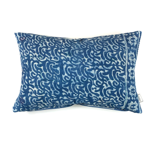 Vintage Indigo Kantha Cushion Cover , Pillow Case, 40 cm x 60 cm