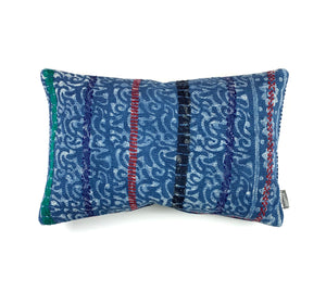 Vintage Indigo Kantha Cushion Cover , Pillow Case, 40 cm x 60 cm