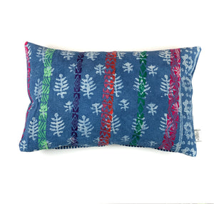 Vintage Indigo Kantha Cushion Cover , Pillow Case, 40 cm x 60 cm