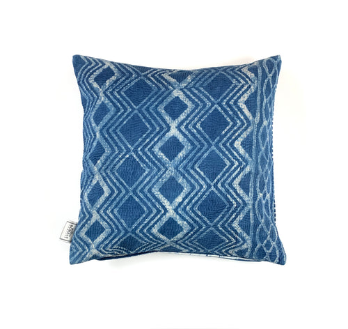 Vintage Indigo Kantha Cushion Cover , Pillow Case, 45 cm x 45 cm