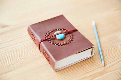 Medium Turquoise Stone Leather Journal