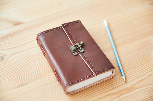 Medium Stitched Leather Journal with Lock