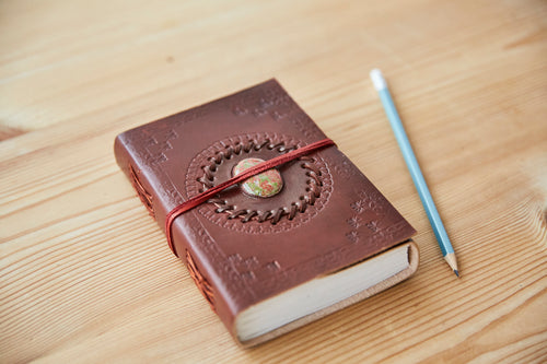 Medium Unakite Stone Leather Journal