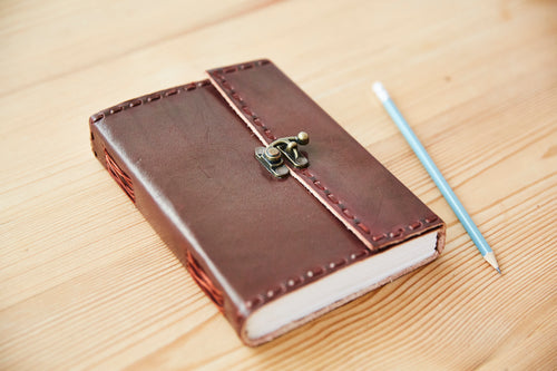 Large Stitched Leather Journal with Lock