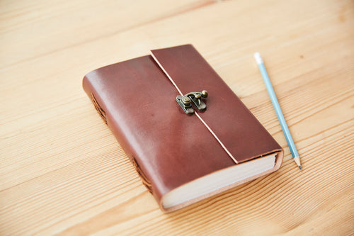 Large Plain Leather Journal with Lock