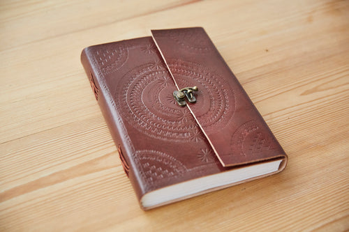 XL Printed Leather Journal w/ Lock
