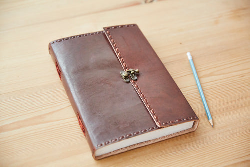 XL Stitched Leather Journal w/ Lock