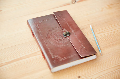 A4 Printed Leather Journal w/ Lock