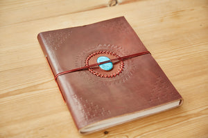 Leather Photo Album Turquoise Stone XL