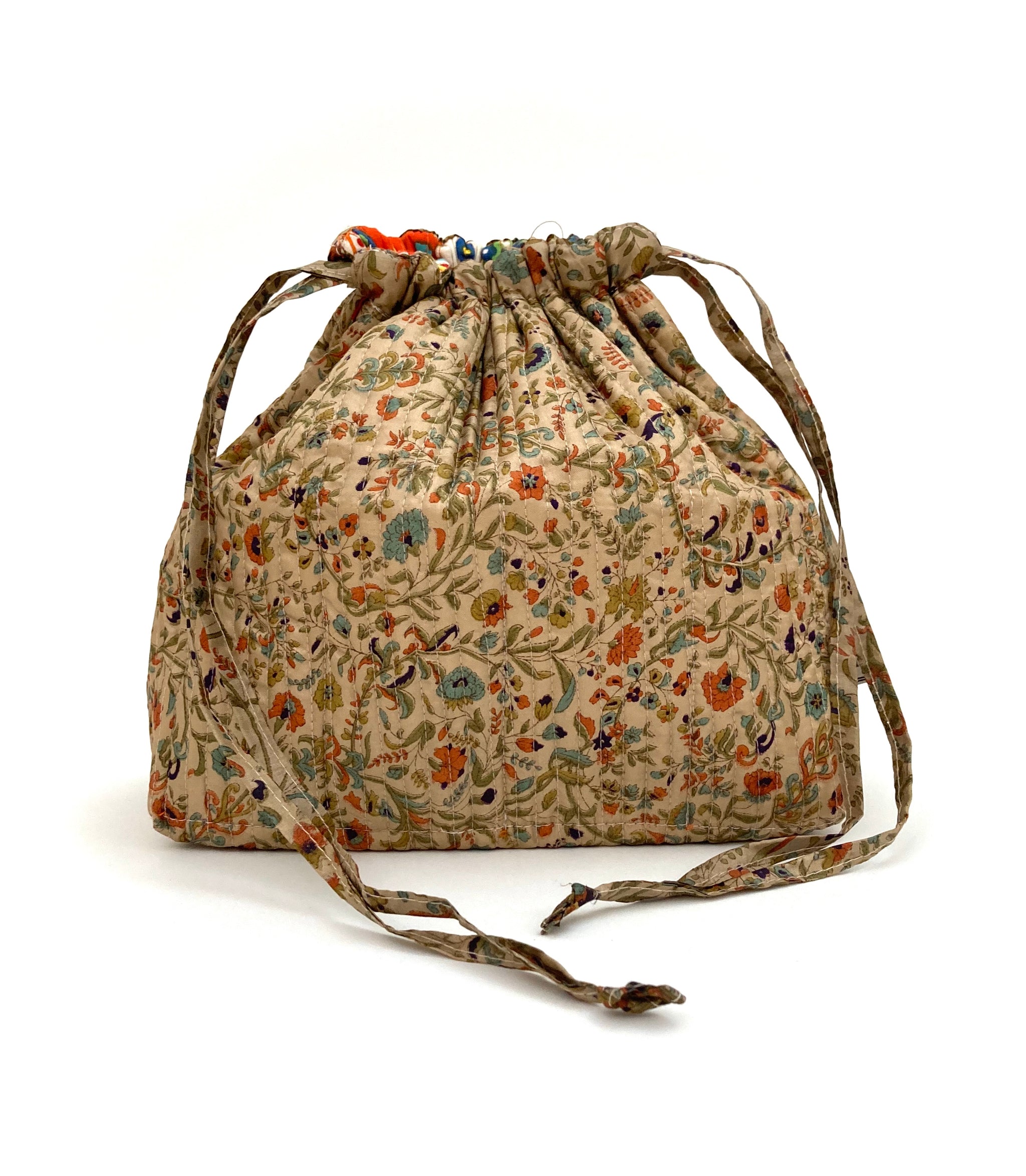 Embroidered Bag/ Small cheapest Bag/ Recycle Vintage silk sari bags/ Sari Silk Bag/ Zero waste/ Drawstring Bag