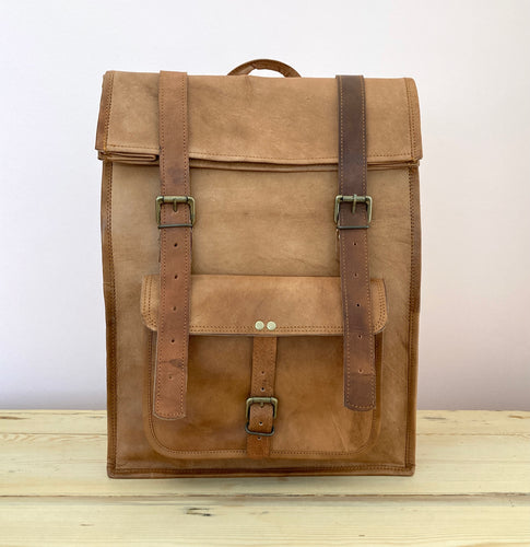 Leather Roll-top Rucksack Large